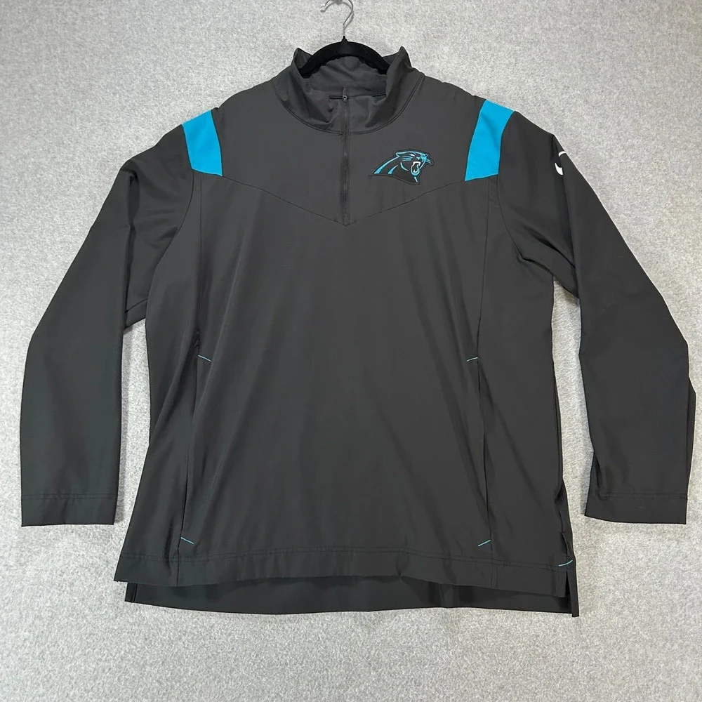 Carolina Panthers Nike Pullover 1/4 Zip Mens XL Black Sporty Athleisure